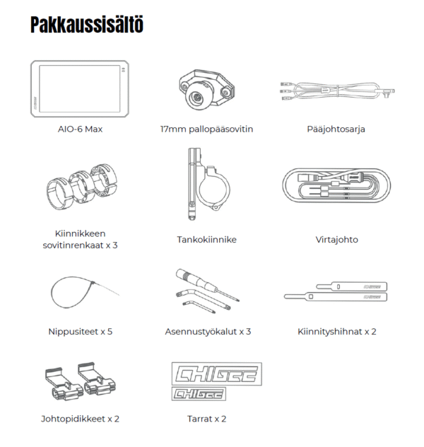 AIO-6 pakkaus sisältää